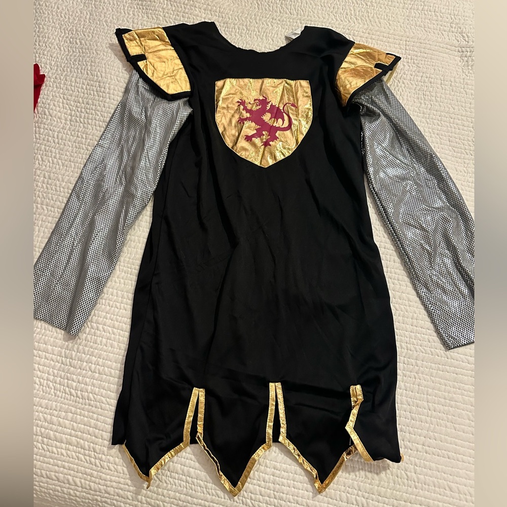 Knight Costume with Red Cape and Gold Accents - Picture 2 of 5